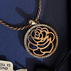 Diamond Pendant: ENCHANTED DISNEY “Belle” Round Rose, 14KT Rose Gold🌹 💛‼️